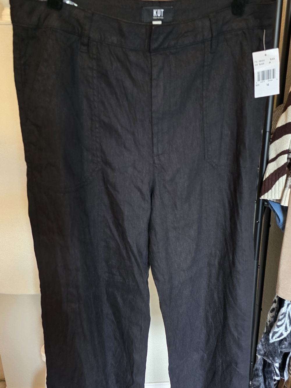 KUT From The Kloth Black Linen-Blend Pants